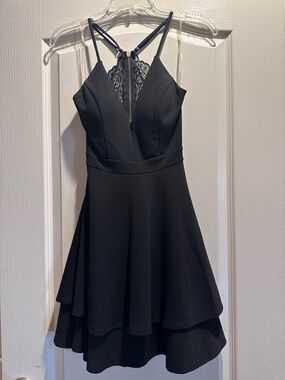 Honey and Rosie Black Lace-Back Mini Dress